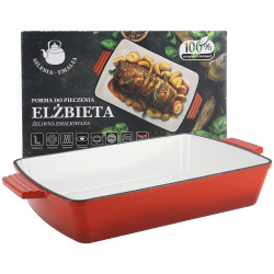 Forma do zapiekania żeliwna emaliowana 33x23x7cm czerwona NACZYNIE EMALIOWANE BRYTFANNA