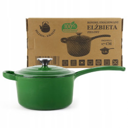 Rondel żeliwny emaliowany 1,5L zielony INDUKCJA GAZ PIEKARNIK 17,5cm
