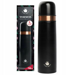 Termos ze stali nierdzewnej 2 kubki czarny 750ml