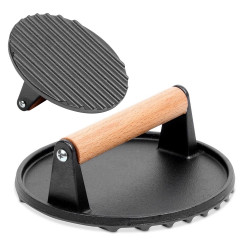 Płyta żeliwna ruszt DWUSTRONNA + Prasa do burgerów XL ZESTAW DO GRILLA