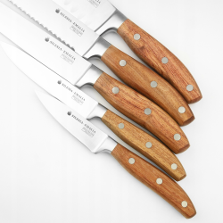 Komplet zestaw noży noże kuchenne 5 sztuk BLOK MAGNETYCZNY DREWNO PREMIUM