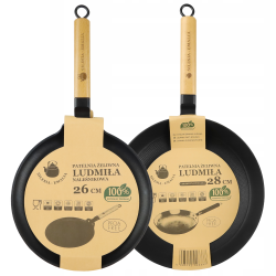 Zestaw patelni żeliwnych z drewnianą rączką LUDMIŁA 26cm + 28cm DO NALEŚNIKÓW TRADYCYJNA