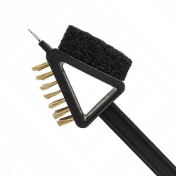 Szczotka do grilla 3w1 z drucianym włosiem, skrobakiem i gąbką czyszczącą 34.5x9.5cm