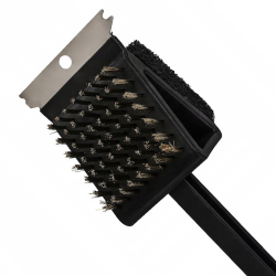 Szczotka do grilla 3w1 z drucianym włosiem, skrobakiem i gąbką czyszczącą 34.5x9.5cm