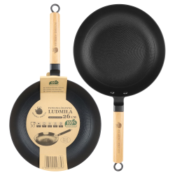 Patelnia żeliwna z drewnianą rączką LUDMIŁA 26cm