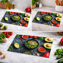 Szklana deska kuchenna 20x30cm SZKŁO HARTOWANE ZE WZOREM AWOKADO DO KROJENIA