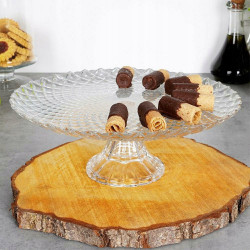 Patera na ciasto tort akrylowa 36x10cm NA STOPCE OKRĄGŁA PRZEZROCZYSTA 36x10CM