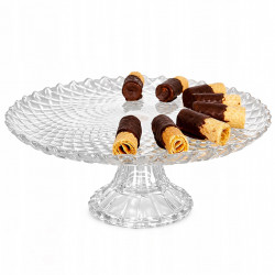 Patera na ciasto tort akrylowa 29x10cm NA STOPCE OKRĄGŁA PRZEZROCZYSTA 36x10CM