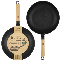 Zestaw patelni żeliwnych z drewnianą rączką LUDMIŁA 20cm + 28 cm