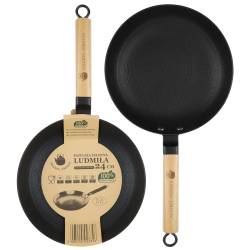 Patelnia żeliwna z drewnianą rączką LUDMIŁA 24cm