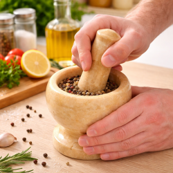 Moździerz z tłuczkiem kamienny TŁUCZEK DO UCIERANIA ZIÓŁ PRZYPRAW KUCHENNY