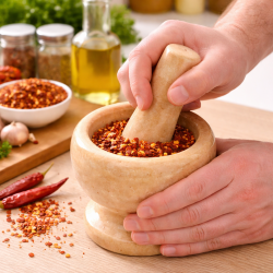 Moździerz z tłuczkiem kamienny TŁUCZEK DO UCIERANIA ZIÓŁ PRZYPRAW KUCHENNY