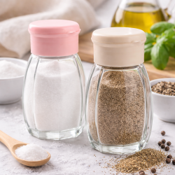 Zestaw solniczka pieprzniczka szklana 3,5 x 7,5 cm POJEMNIK NA SÓL PIEPRZ 2SZT.