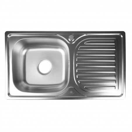 Zlewozmywak stalowy 1-komorowy 76x42x18cm prostokątny z ociekaczem po prawej stronie SILESIA EMALIA - 1