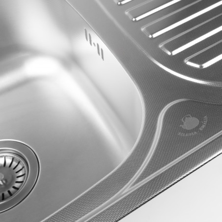 Zlewozmywak stalowy 1-komorowy 76x42x18cm prostokątny z ociekaczem po prawej stronie SILESIA EMALIA - 4