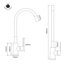 OUTLET Bateria kuchenna elastyczna giętka CZARNY MAT KRAN WYLEWKA ZLEWOZMYWAK
