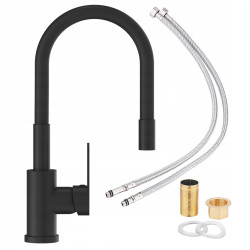 OUTLET Bateria kuchenna elastyczna giętka CZARNY MAT KRAN WYLEWKA ZLEWOZMYWAK