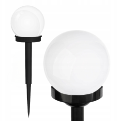 Lampa ogrodowa wbijana LED SOLARNA KULA BIAŁA 10 cm