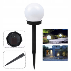 Lampa ogrodowa wbijana LED SOLARNA KULA BIAŁA 10 cm