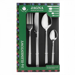 Komplet sztućców sztućce JAGNA 24-elementowy srebrny