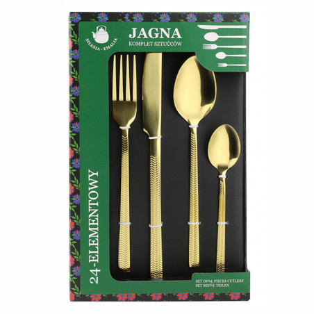 Komplet sztućców sztućce JAGNA 24-elementowy złoty