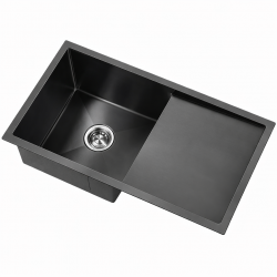 Zlewozmywak jednokomorowy z ociekaczem 73x50x20cm CZARNY STAL SYFON