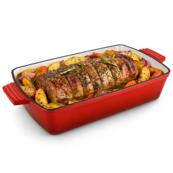 Forma do zapiekania żeliwna emaliowana 33x23x7cm czerwona NACZYNIE EMALIOWANE BRYTFANNA