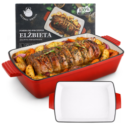 Forma do zapiekania żeliwna emaliowana 33x23x7cm czerwona NACZYNIE EMALIOWANE BRYTFANNA