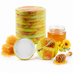 10x WIECZKO ZAKRĘTKI DO SŁOIKÓW FI 66 WIECZKA 6 ZACZEPÓW NAKRĘTKI MIÓD