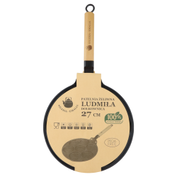 Patelnia żeliwna dołkownica LUDMIŁA 27cm + DOZOWNIK DO CIASTA PANCAKE PLACKI INDUKCJA