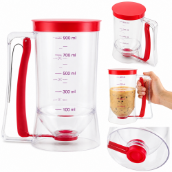 Patelnia żeliwna dołkownica LUDMIŁA 27cm + DOZOWNIK DO CIASTA PANCAKE PLACKI INDUKCJA