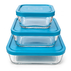 Komplet 3 pojemników szklane pojemniki na żywność LUNCHBOX 0,4L 1L 2,4L