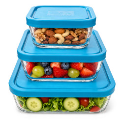 Komplet 3 pojemników szklane pojemniki na żywność LUNCHBOX 0,4L 1L 2,4L