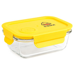 Pojemnik szklany na żywność 640ml z pokrywką żółty lunchbox hermetyczny