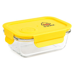 Pojemnik szklany na żywność 400ml z pokrywką żółty lunchbox hermetyczny
