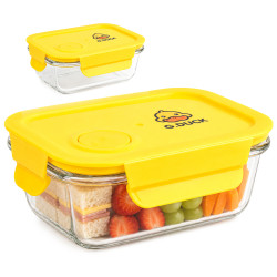 Pojemnik szklany na żywność 640ml z pokrywką żółty lunchbox hermetyczny