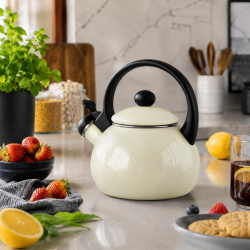 CZAJNIK EMALIOWANY TRADYCYJNY Z GWIZDKIEM GAZ INDUKCJA KREMOWY 2,2L