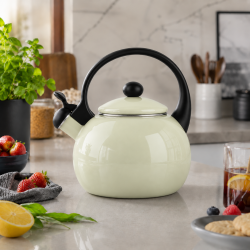 CZAJNIK EMALIOWANY TRADYCYJNY Z GWIZDKIEM GAZ INDUKCJA KREMOWY 2,2L