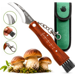 Nóż kandar scyzoryk kozik grzybiarza na grzyby składany z miotełką 25 cm + pokrowiec
