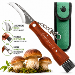 Nóż kandar scyzoryk kozik grzybiarza na grzyby składany z miotełką 25 cm + pokrowiec