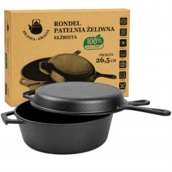 Patelnia rondel żeliwna 2w1 ELŻBIETA 26,5 cm