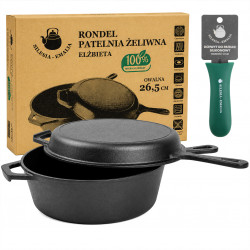 Patelnia rondel żeliwna 2w1 ELŻBIETA 26,5 cm