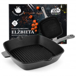Patelnia żeliwna grillowa 26cm INDUKCJA GAZ